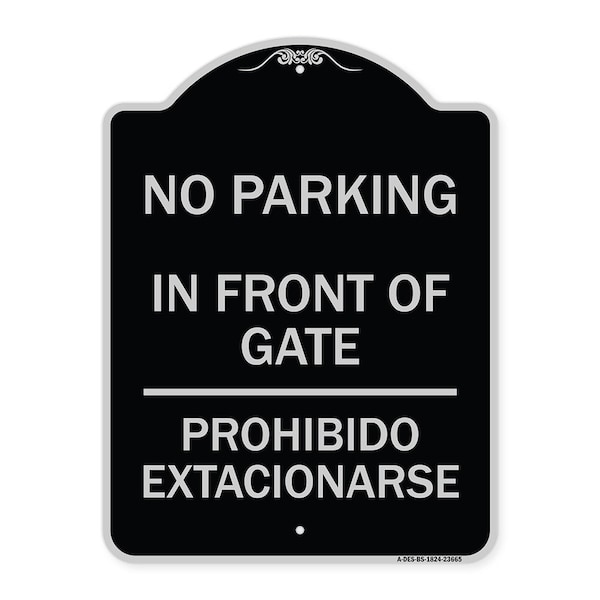 Signmission No Parking No Parking in Front of Gate Prohibido Estacionarse Alum Sign, 24" x 18", BS-1824-23665 A-DES-BS-1824-23665 - main